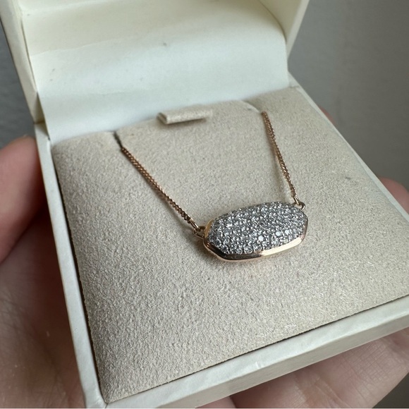 Kendra Scott Elisa Pendant Necklace in Pave Diamond and 14k Rose Gold.39 ct - Picture 2 of 16
